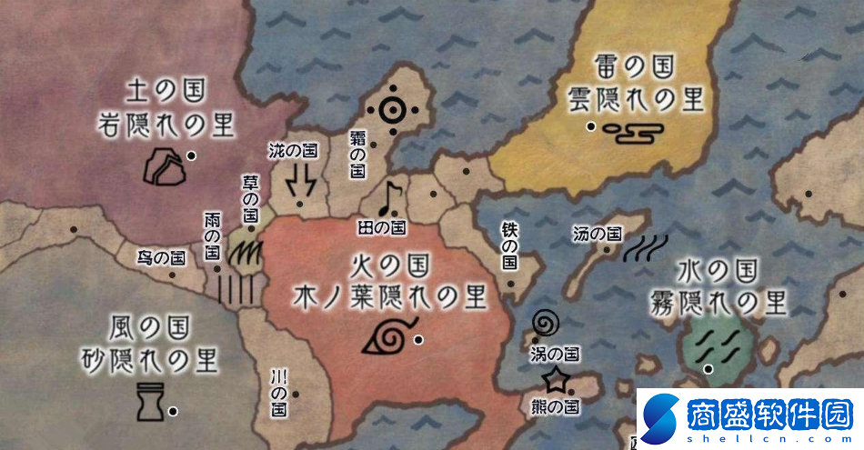 火影忍者地圖包括幾大忍村
