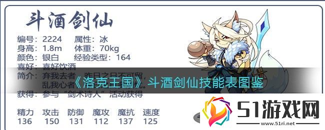 洛克王國斗酒劍仙技能表圖鑒網