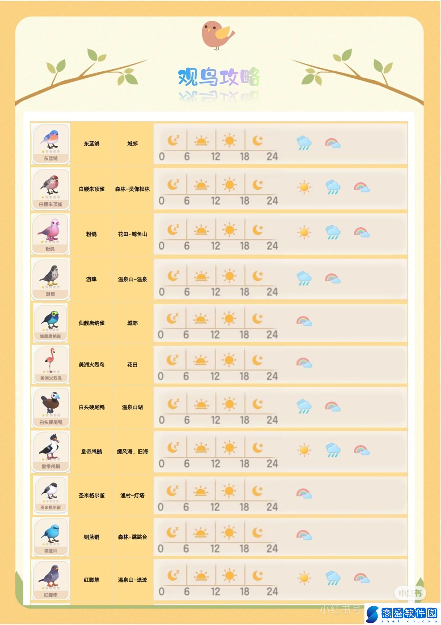 心動小鎮手游觀鳥全圖鑒